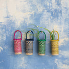 Hand-Woven Seagrass Bottle Basket with Handle — detail view
