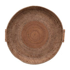 Decorative Woven Rattan Tray with Handles — detail view