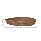 Decorative Woven Rattan Tray with Handles — view 5