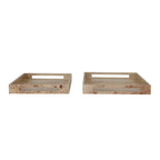 MDF & Burl Wood Veneer Trays w/ Handles, Natural, Set of 2 — styled