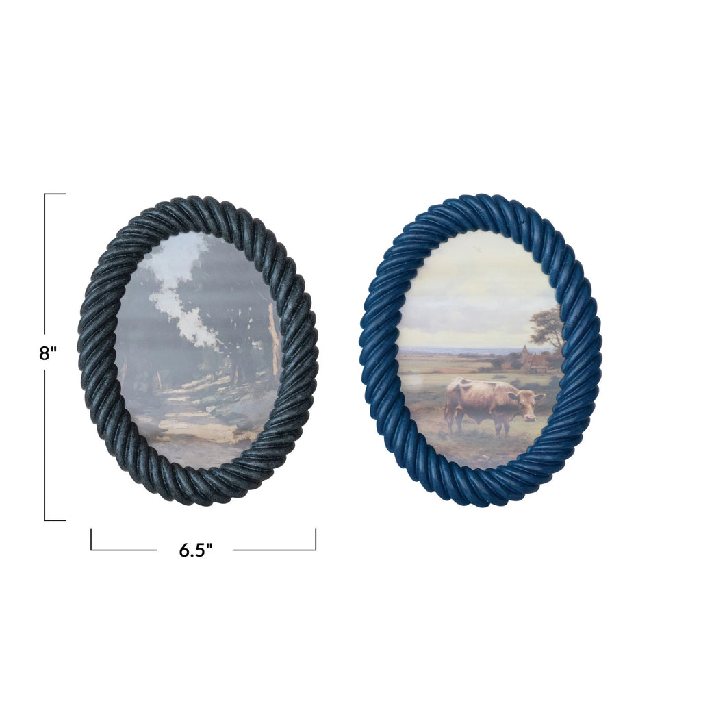 6.5" x 8" Oval Resin Twisted Photo Frame, 2 Colors — detail view
