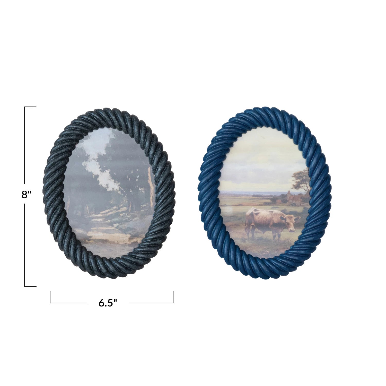 6.5" x 8" Oval Resin Twisted Photo Frame, 2 Colors — detail view