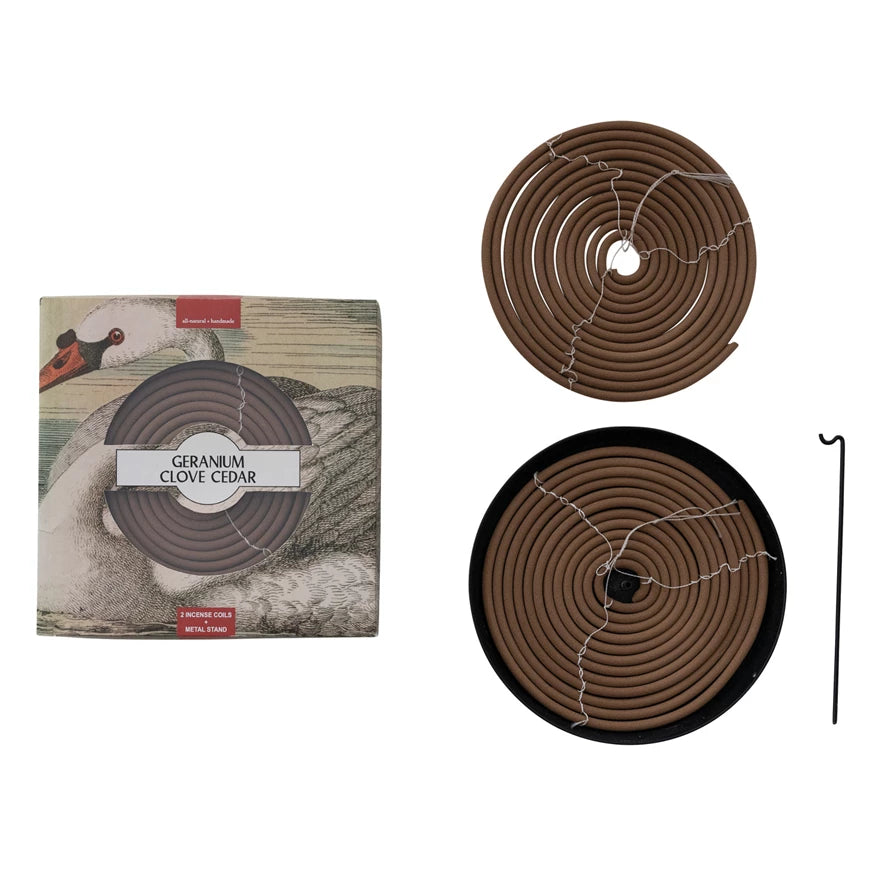 2 Piece Outdoor Hanging Incense Coils with Stand, Set of 3 in Box