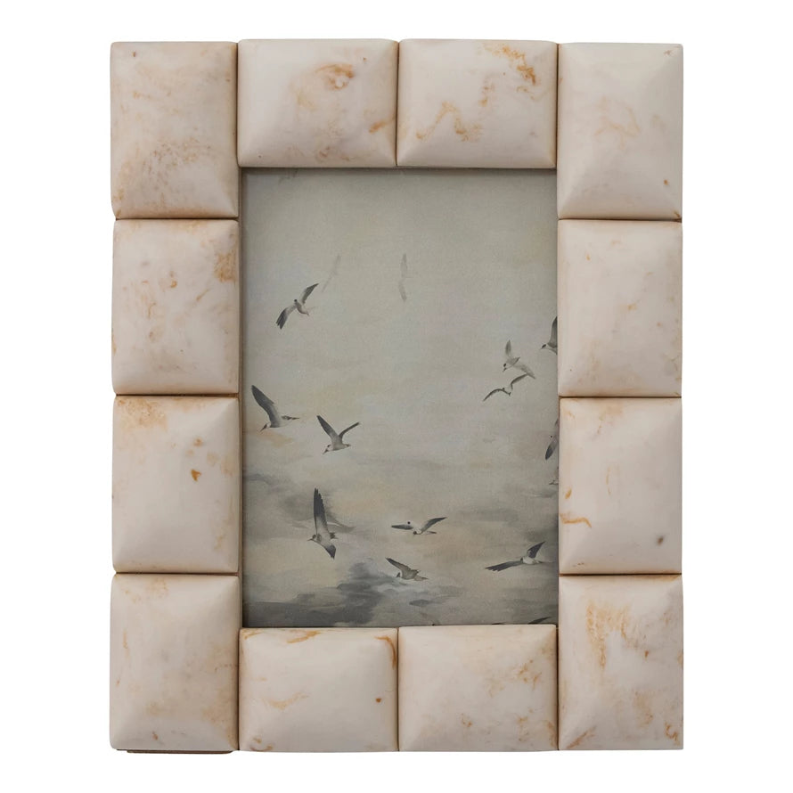 7"L x 9"H MDF & Marbled Resin Tile Photo Frame