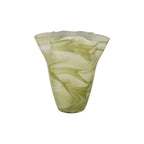 Hand-Blown Glass Ruffled Vase with Swirled Design