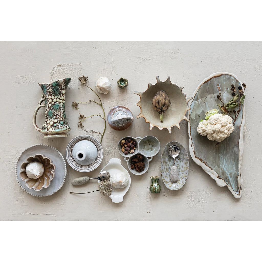 Stoneware Dish - Cream & Brown — detail view