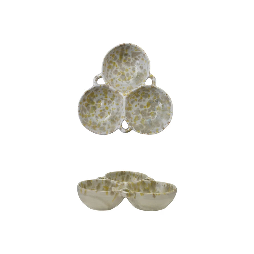 Stoneware Multi Bowl with 3 Sections