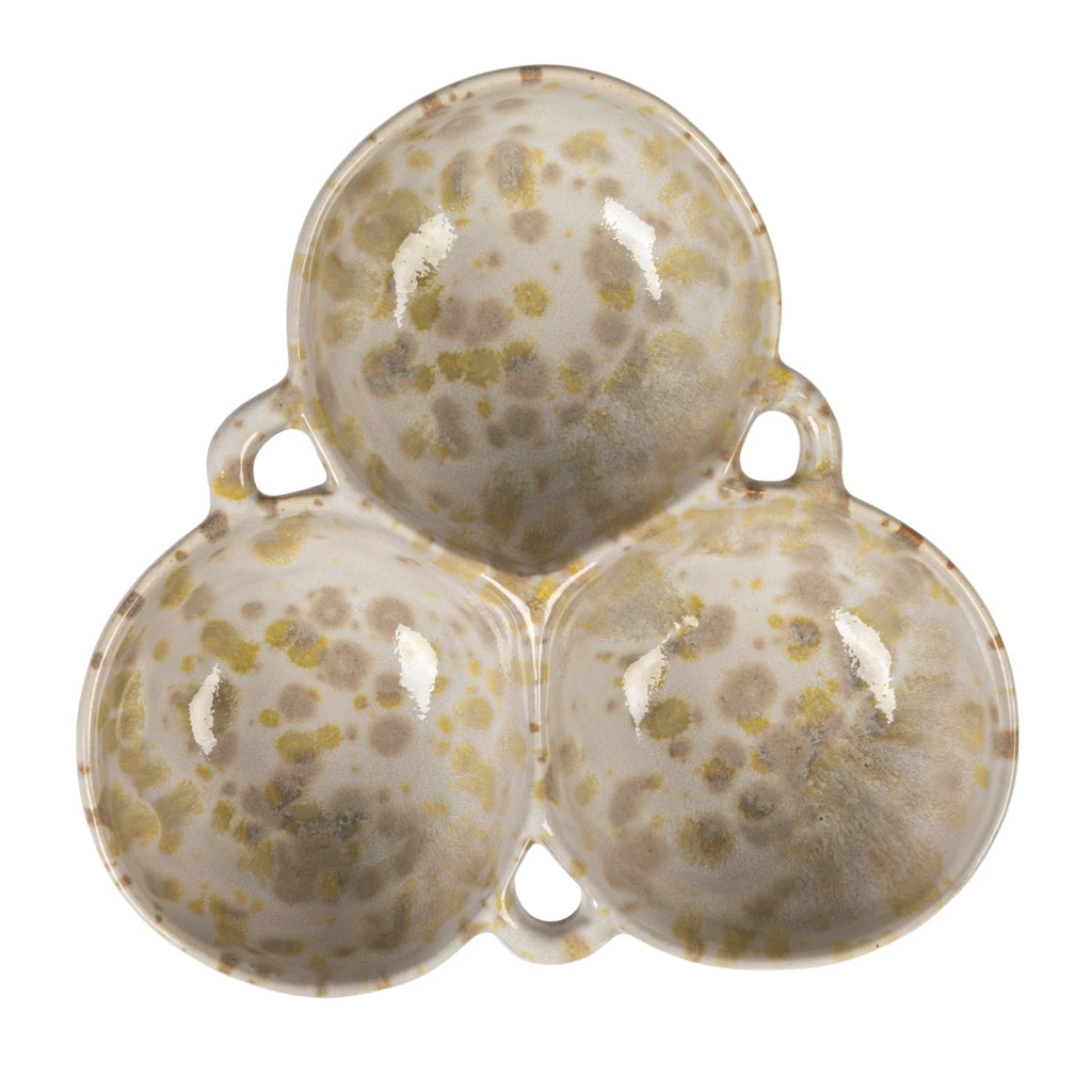 Stoneware Multi Bowl with 3 Sections — detail view