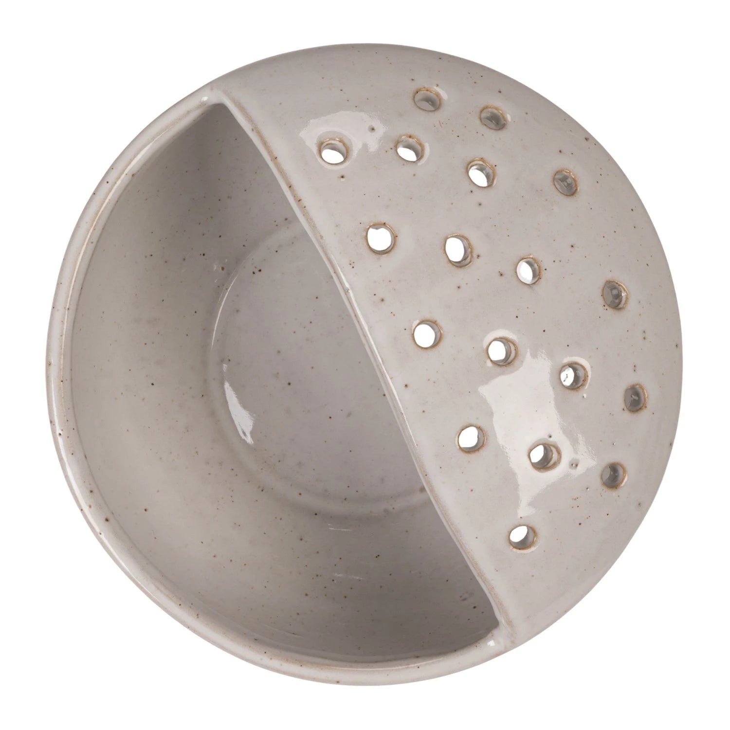 Stoneware Strainer Bowl, White — detail view