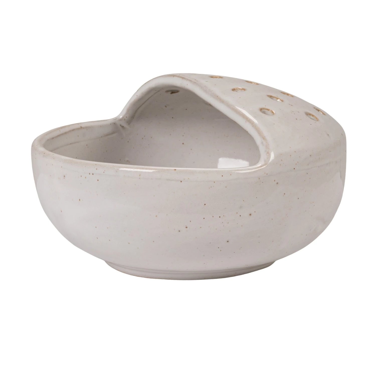 Stoneware Strainer Bowl, White — styled
