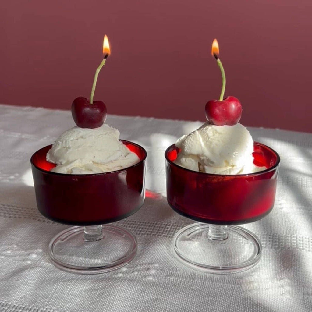 Dark Red Cherry Beeswax Birthday Candles — styled