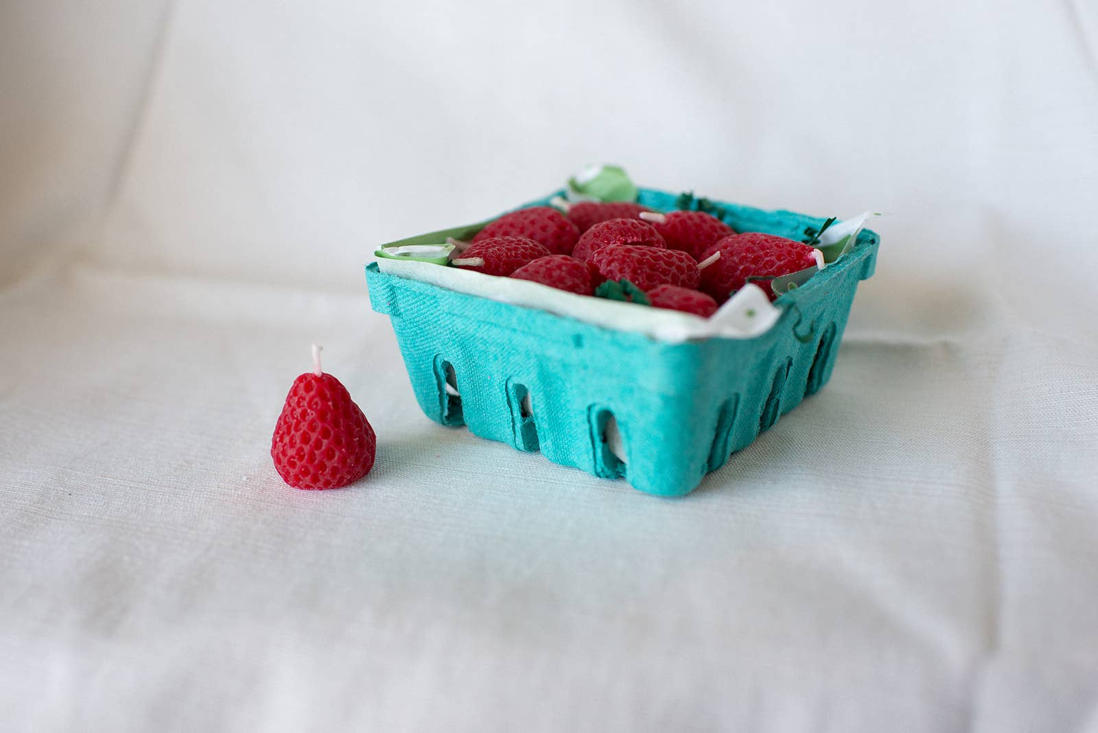 Strawberry Beeswax Birthday Candles — styled