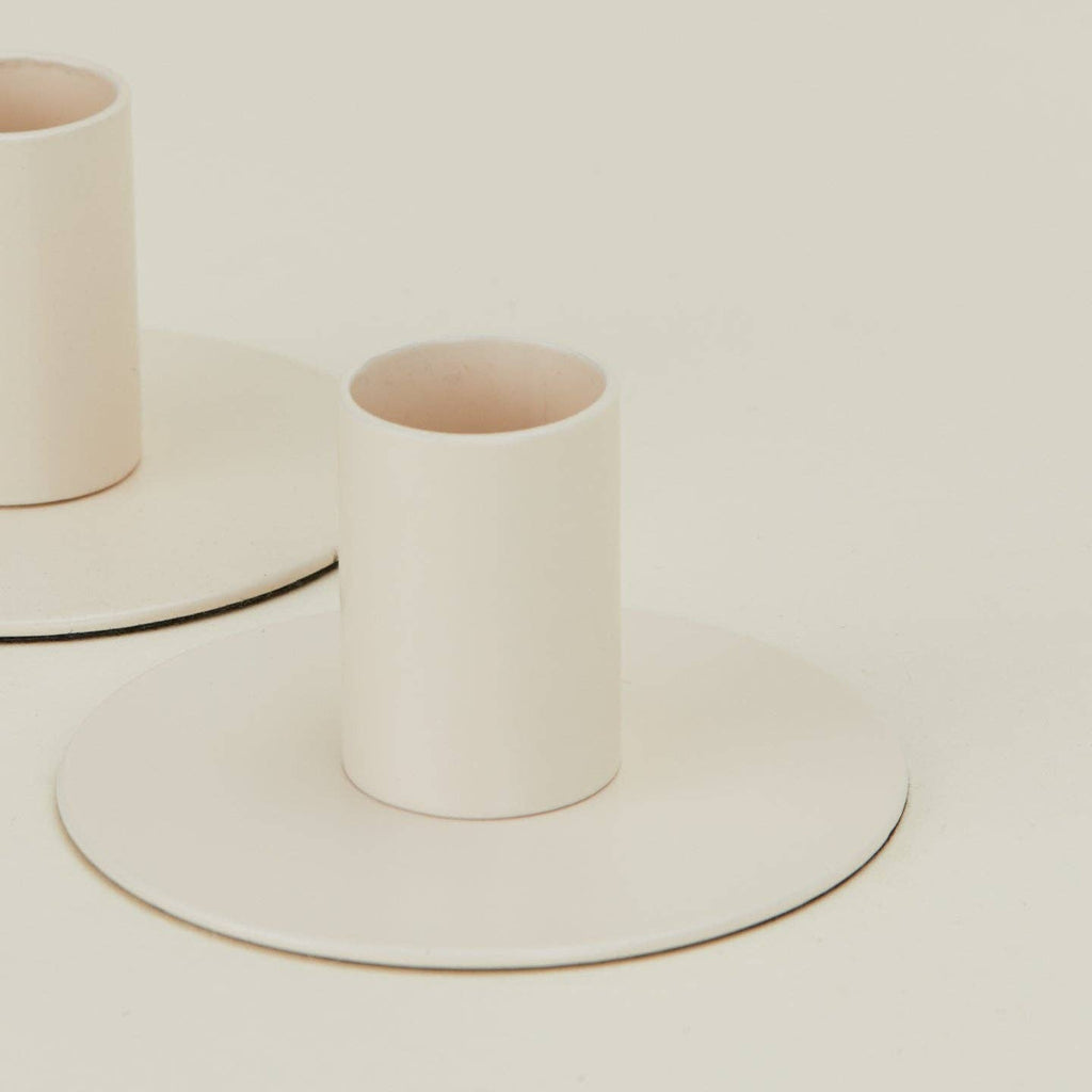 ESSENTIAL METAL CANDLE HOLDERS, SET OF 2 - IVORY