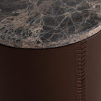 Washoe Leather Circle Pedestal Drink Table — styled