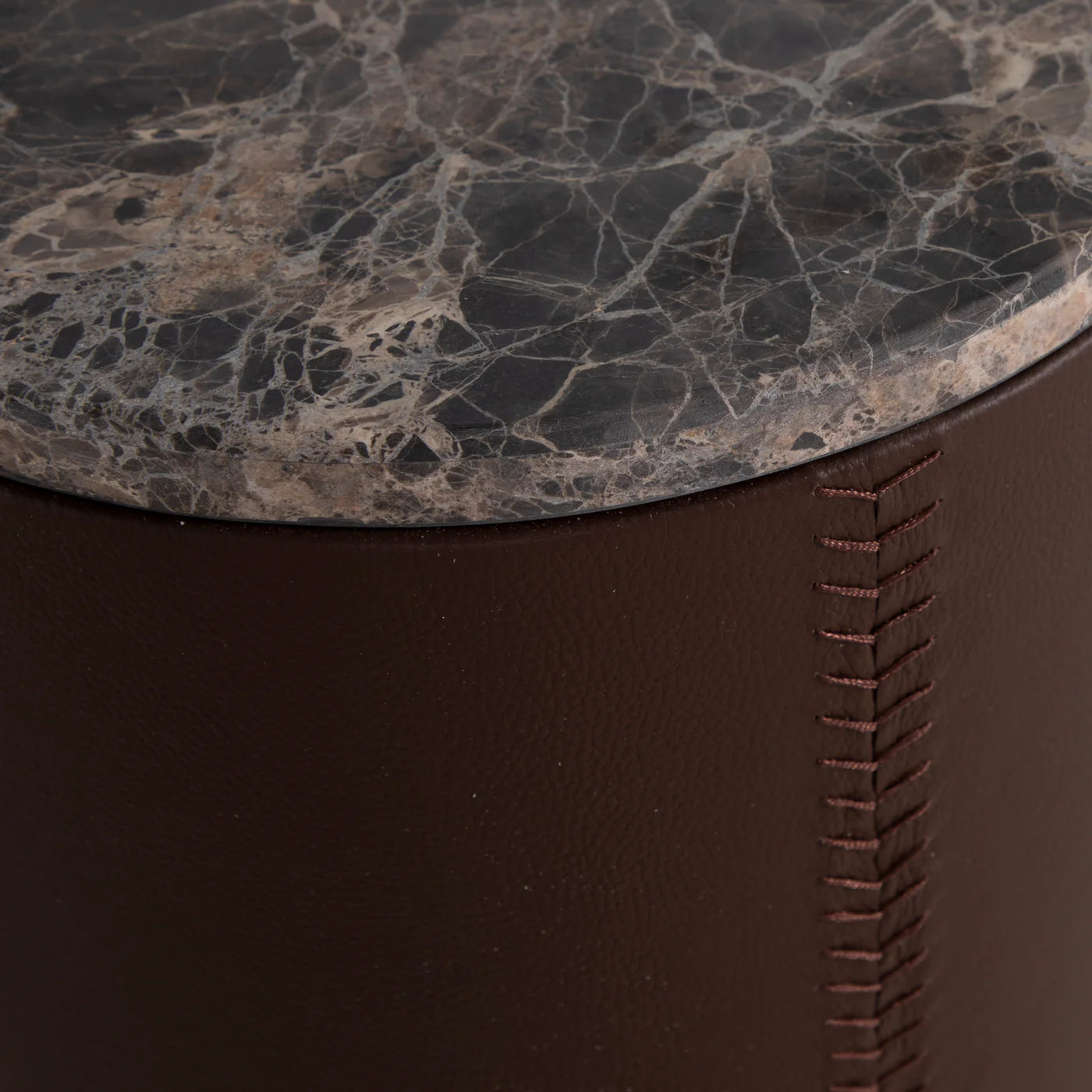 Washoe Leather Circle Pedestal Drink Table — styled