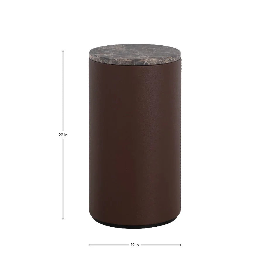 Washoe Leather Circle Pedestal Drink Table — view 4