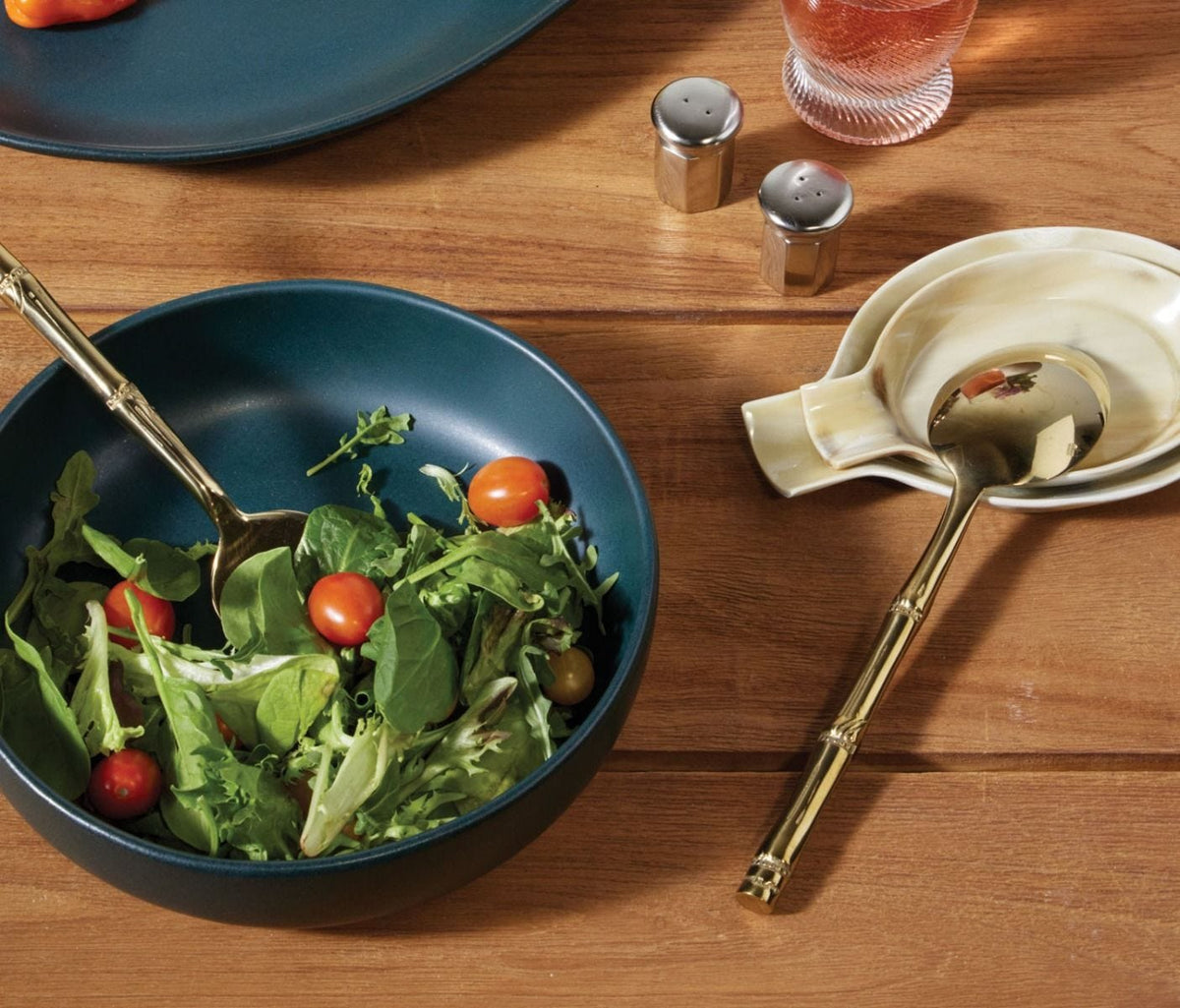 Marcus Round Serving Bowl in Midnight Teal, Large (Set of 2)