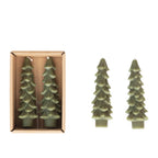 Set of 2 Tree Candles, Green, Small
