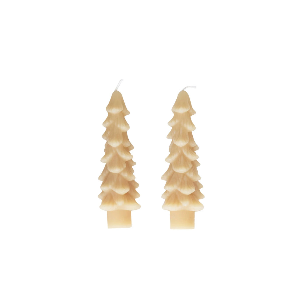 Set of 2 Tree Candles, Eggnog, Small