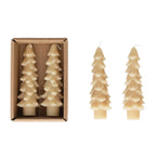 Set of 2 Tree Candles, Eggnog, Small