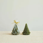 Unscented Tree Shaped Candle w/ Gold Tips, Evergreen Color - Small