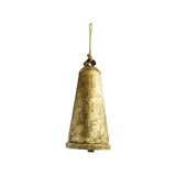 7-1/2" Round x 14-3/4"H Metal Bell, Antique Gold