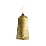 Metal Bell on Jute Rope Hanger, Antique Gold Finish