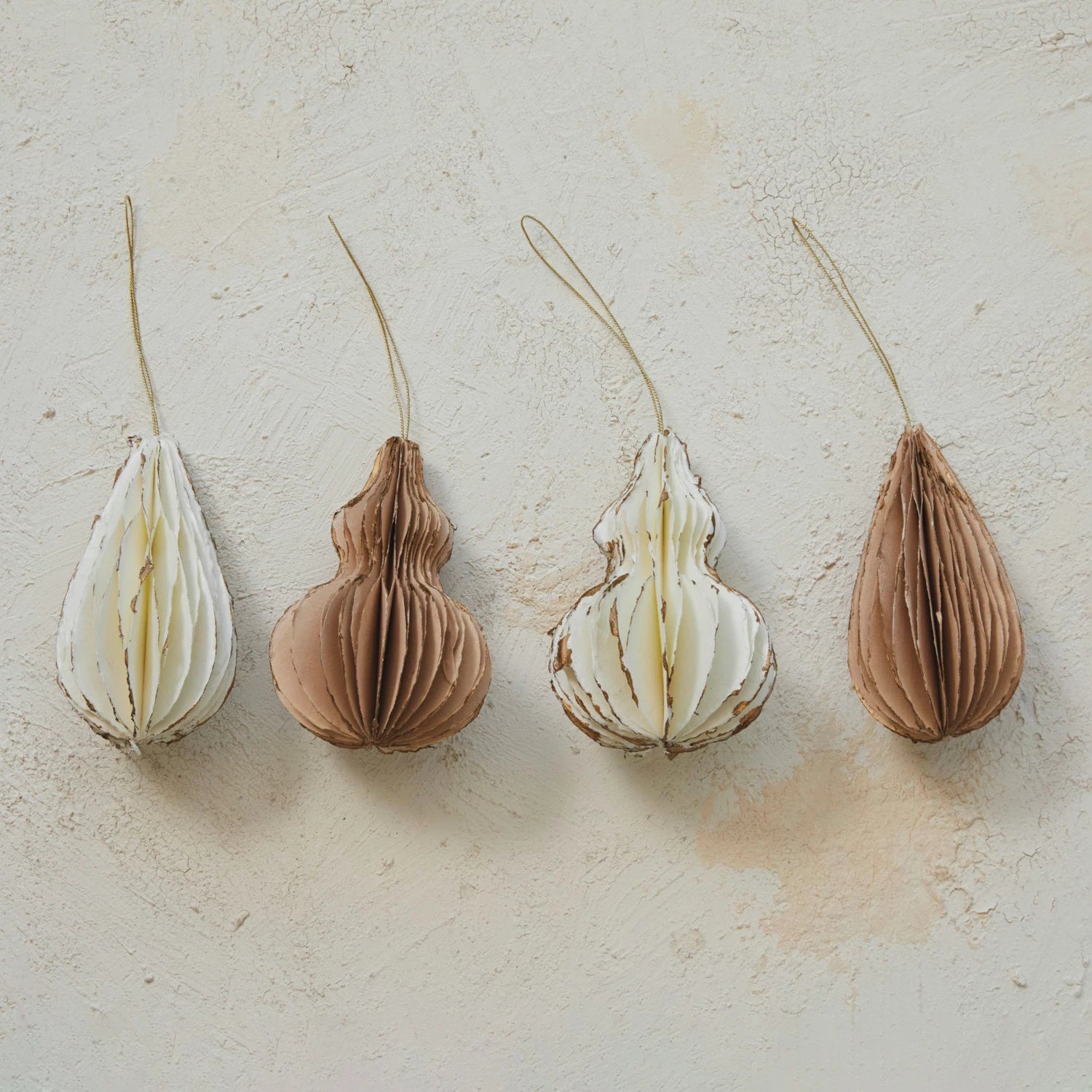 Handmade Recycled Paper Folding Honeycomb Finial Ornament, 2 Colors, 2 Styles