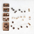 Recycled Paper Honeycomb Ornaments w/ DIY Garland String, Boxed Set of 13