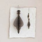 Set of 3 Paper Folding Honeycomb Finial Ornament, Grey